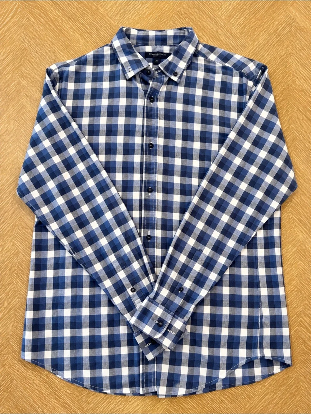 Banana Republic Slim Fit Blue White Plaid Button Down Shirt Men’s Large